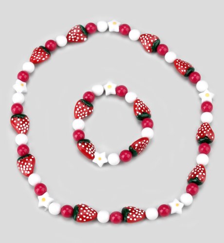 Strawberry Bead Bracelet & Necklace Set