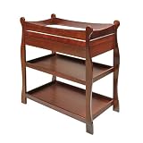 Sleigh Changing Table with Drawer - Cherry