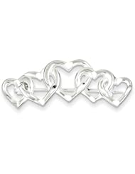 Sterling Silver Satin Finish D/C Five Heart Pin. Metal Wt- 4g