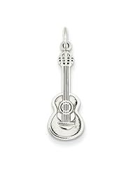 14k White Gold Musical Series Guitar Pendant. Metal Wt- 0.93g