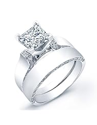 certified 2.20 ct princess cut diamond wedding engagement anniversary bridal ring set band