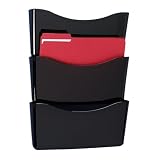 Rubbermaid 65974 Unbreakable expandable three-pocket wall file set, letter size, smoke