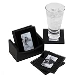 Melannco 6-Piece Photo Coaster Set, Black
