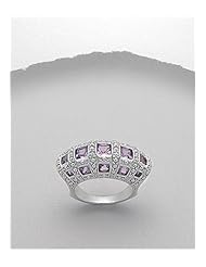 Purple CZ Ring In 92.5 Sterling Silver