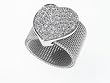 SilverBin Sterling Silver Cluster Style CZ Chunky Heart Ring with Mesh Band