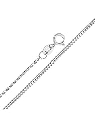 Thin 14K White Gold 0.7mm Pendant Curb Chain Cuban Link Necklace 18"