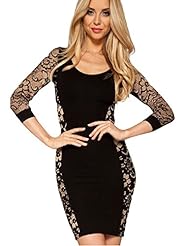 Sexy Scoop Neck Above the Knee Lace-Up Cutout Bodycon Dress/Party Dress 