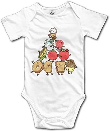 Food Pyramid Cartoon Funny Kids Boys Girls Baby Onesies Bodysuits Organic