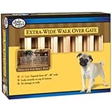 Four Paws Extra Wide Walk over Wooden Dog Gate, 18" H by 48-80"