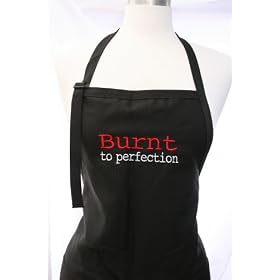 Black Burnt to Perfection Embroidered Apron