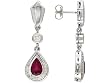 14K White Gold Ruby and Diamond Earrings