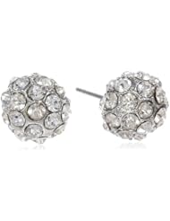 Roman Bride Round Clear Crystal Button Earrings