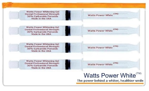 Watts Power White Deep Stain 36% Teeth Whitening Gels - Optimized Pro Formula - 4 Huge 10ml Gels