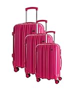 Platinium Set de 3 trolleys rígidos Castleton (Fucsia)