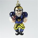 Michigan Wolverines 4 Glass White Football Player Holiday Ornament - NCAA College Athletics