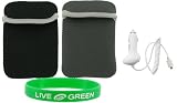 Non-OEM Amazon Kindle 2 Neoprene Sleeve Case with Car Charger - Reversible Black Grey