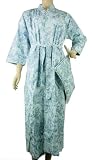 Fine Blue Toile Designer pure cotton French bathrobe with travel pouch