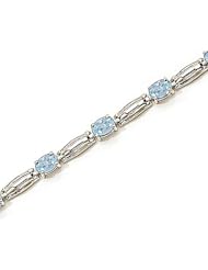 14kt Yellow Gold Oval Aquamarine Bracelet.