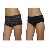 2 PACK: Ladies XOXO Sexy Stretch Hipster Brief Panties Underwear / Knickers - Black & Pink