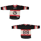 Boys NHL Chicago Blackhawks #88 Hockey Jersey / Sweater with Embroidered Logo & Numbers - Black & Beige (Size: S/M )