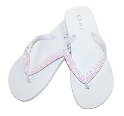 White Beaded Sequin ESNY Flip Flops