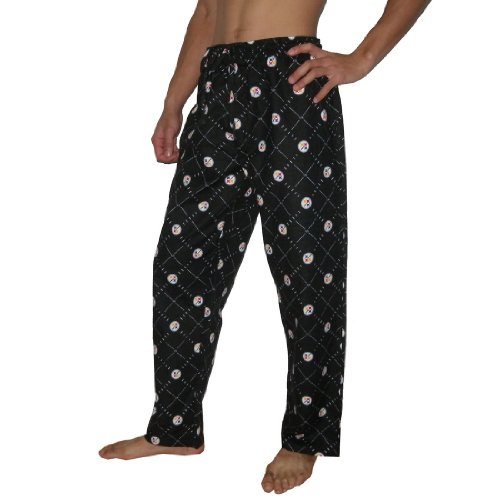 Mens NFL Pittsburgh Steelers Finest Cotton Thermal Sleepwear / Pajama Pants - Black (Size: XL)