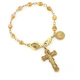 Aurora Borealis Amber Color Rosary Bracelet