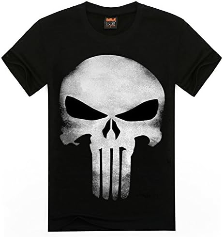 Men's Cool Cacual Skull Dead Printing O-Neck Short Sleeve T-Shirt Black