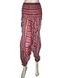 Hippie Dark Coral Harem Baggy Smock Waist Capri Boho Pants for Women 38" Length