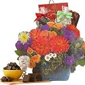 Beautiful Flower Bouquet Chocolate Gift Tote - Gourmet Food Gift Basket
