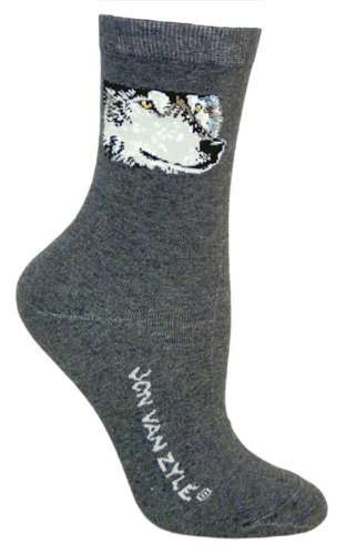 Mens Novelty or Casual Dress Socks Jon Van Zyle Wolf 10-13