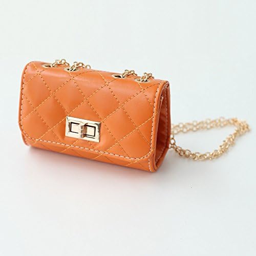 Lapin - Kids Quilted Crossbody w/ Metal Chain Strap, Girl's Shoulder Bag, Mini Cross Body Bag (Orange)
