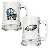 Philadelphia Eagles NFL 2pc 15oz Glass Tankard Set