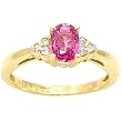 14K Yellow Gold Pink Sapphire and Diamond Ring