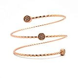 Rhinestone Spiral Bangle Copper Metal with Clear Rhinestones