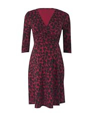 Printed 3/4 sleeve wrap dress