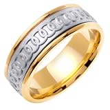 14K Two Tone Gold Polished Celtic Wedding Ring