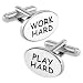 Work Hard Play Hard by Necktie Accessories silver silver plated cufflinks