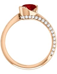 14K Rose Gold 7.00x5.00mm Oval Cut Ruby and Diamond Ring -- LIFETIME WARRANTY