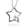 18k White Gold Star Solitaire IDEAL CUT Diamond Pendant Necklace (GH, VS-SI, 0.05 carat)