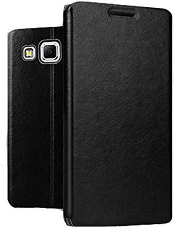 Galaxy J7 (2015) Case, Skmy® Stand Slim Flip PU Leather Cover Soft TPU Back Case Compatible for Samsung Galaxy J7 , Multi-angle Stand (Leather-Black)