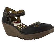 FLY LONDON YUNA LEATHER WEDGE SHOES DARK BROWN