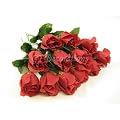 12 Artificial Flowers Silk Rose Bud Stems (Dark Red) from GT Decorations