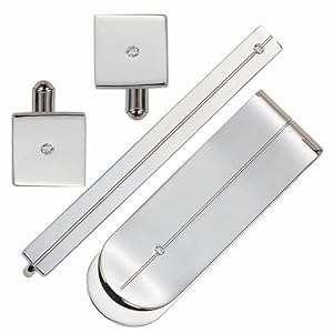 CZ Formal Stainless Steel Money Clip, Cufflinks and Tie Bar Gift Set by