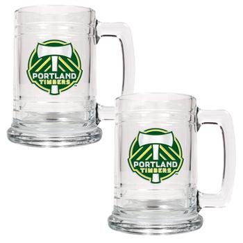 Portland Timbers MLS 2Pc 15Oz Glass Tankard Set - Primary Team Logo Portland Timbers MLS 2Pc 15Oz Glass Tankard Set - Primary Team Logo