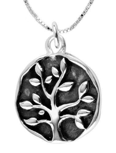 Sterling Silver “A Family’s Love Is Natures Masterpiece – Behney” Reversible Family Tree Pendant, 18″
