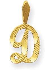 14k Gold Solid D/C Tiny D Initial Charm