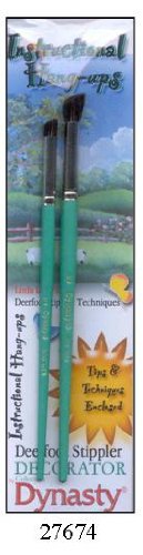 Dynasty Decorator Instructional Hangup - Two Brush Set - Deerfoot Stippler Brushes (Sizes 1/4 & 3/8)