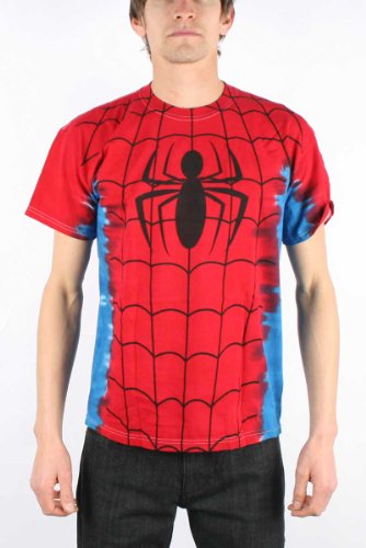  Men's Marvel Comics Spider-man Suit Costume Tie-Dye Big Print Subway T-shirt