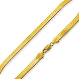 14K Gold Plated Silver Herringbone Chain Necklace 7.0mm (16
